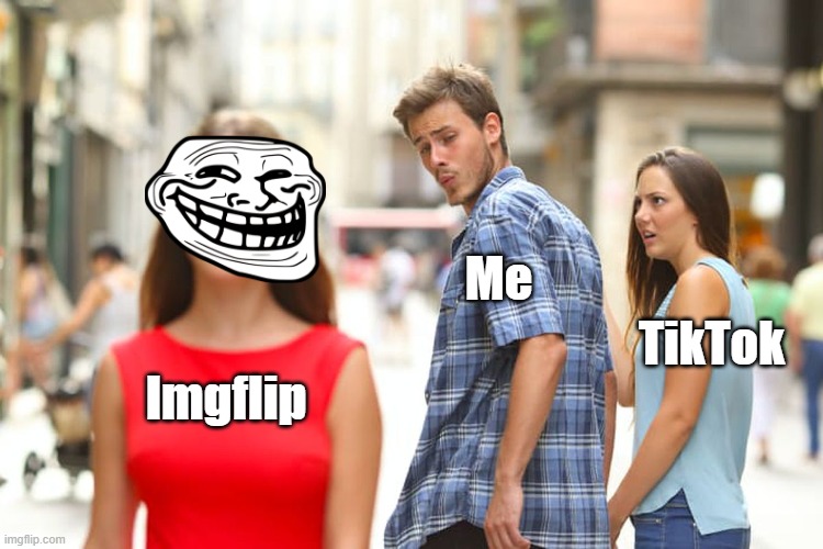 What I do in my freetime | Me; TikTok; Imgflip | image tagged in memes,distracted boyfriend | made w/ Imgflip meme maker
