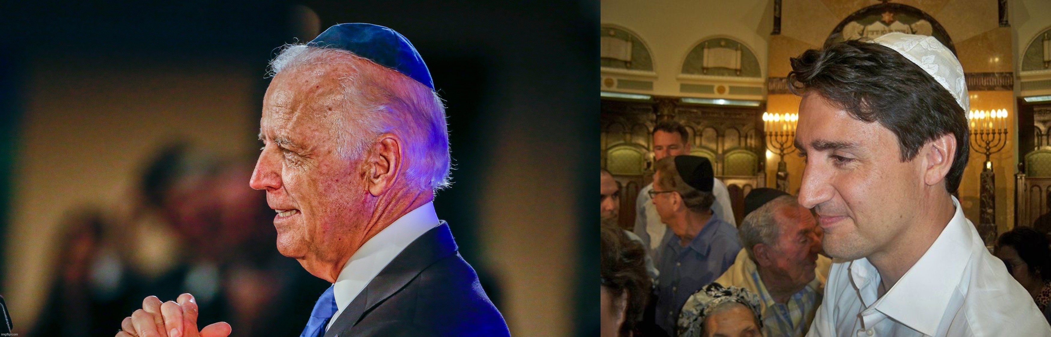 Yarmulke boys . . . | image tagged in justin trudeau,joe biden | made w/ Imgflip meme maker