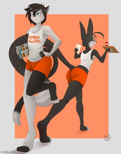 Can't have a femboy stream without Hooters! (By Jay-R) | image tagged in hooters,femboy,memes,funny,cute,furry | made w/ Imgflip meme maker