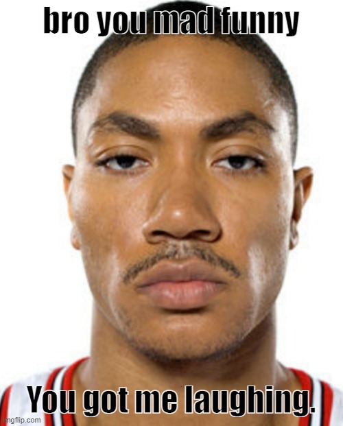 Derrick Rose Straight Face | bro you mad funny You got me laughing. | image tagged in derrick rose straight face | made w/ Imgflip meme maker