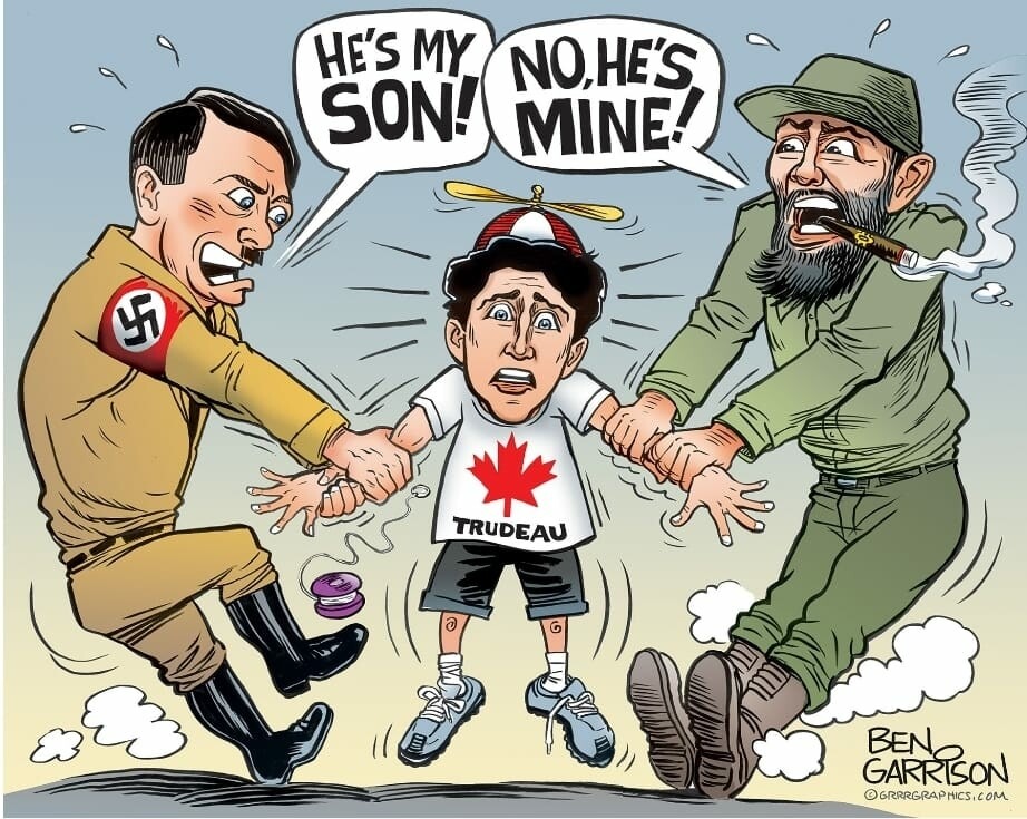 Hitler & Castro arguing over whose bastard their son is | image tagged in ben garrison,justin trudeau,bastard son,separated at birth,nazis everywhere,communists | made w/ Imgflip meme maker