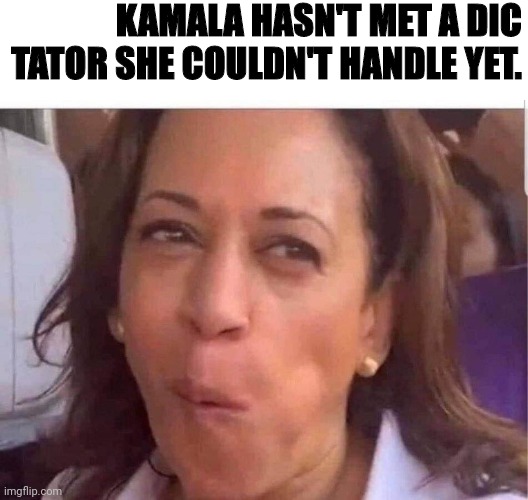 KAMALA HASN'T MET A DIC
TATOR SHE COULDN'T HANDLE YET. | made w/ Imgflip meme maker