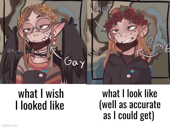 idk what too name this lol | what I wish I looked like; what I look like (well as accurate as I could get) | made w/ Imgflip meme maker