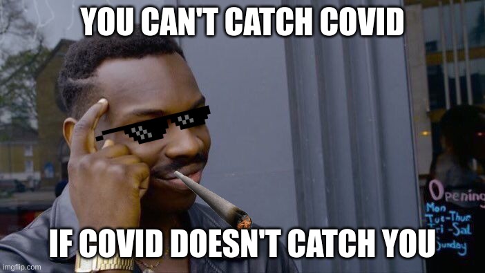 Run from it | YOU CAN'T CATCH COVID; IF COVID DOESN'T CATCH YOU | image tagged in memes,roll safe think about it | made w/ Imgflip meme maker