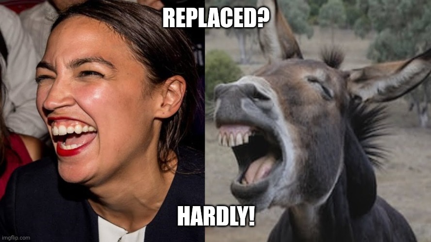 AOC DONKEY | REPLACED? HARDLY! | image tagged in aoc donkey | made w/ Imgflip meme maker