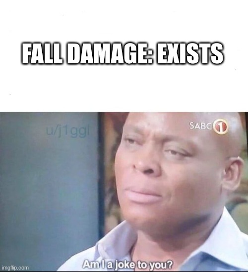 am I a joke to you | FALL DAMAGE: EXISTS | image tagged in am i a joke to you | made w/ Imgflip meme maker
