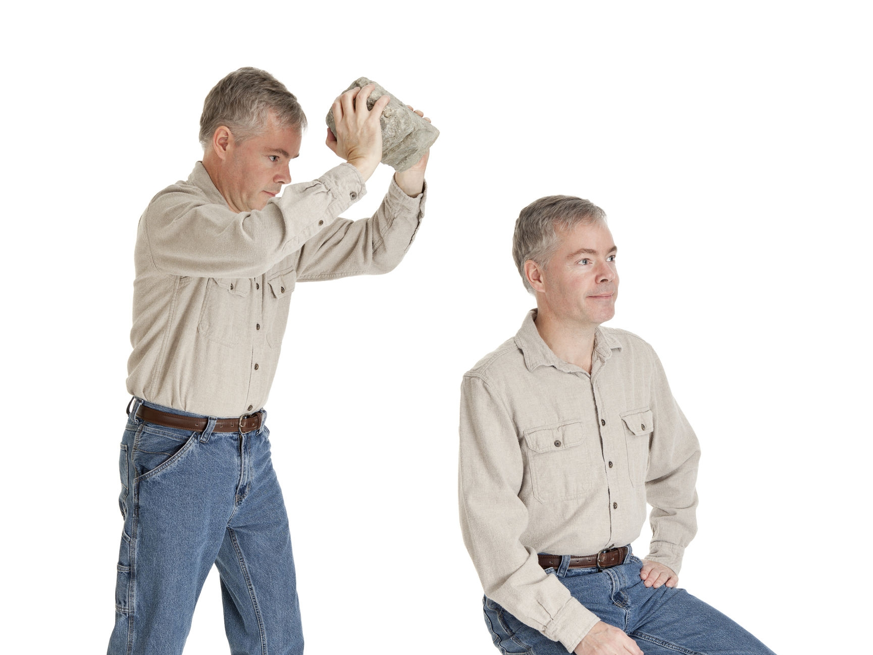 Dude throwing rock at himself Blank Meme Template