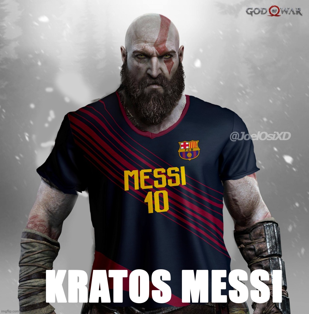 Kratos Messi | image tagged in kratos messi,funny,god of war,messi,fifa,photoshop | made w/ Imgflip meme maker