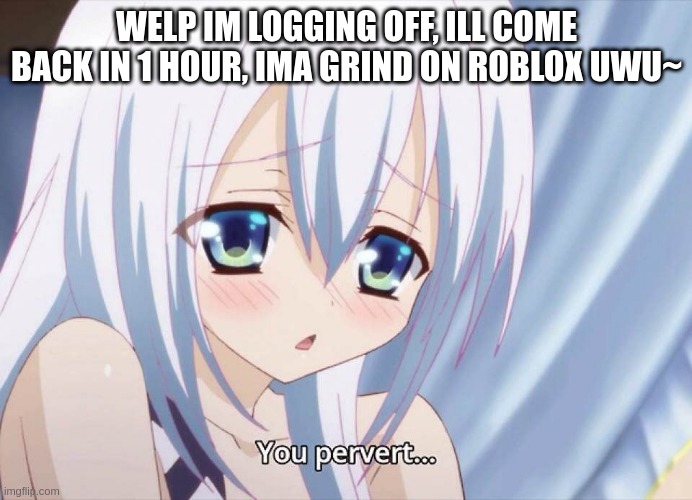 not that kind of grind, i mean practice lol | WELP IM LOGGING OFF, ILL COME BACK IN 1 HOUR, IMA GRIND ON ROBLOX UWU~ | image tagged in you pervert | made w/ Imgflip meme maker