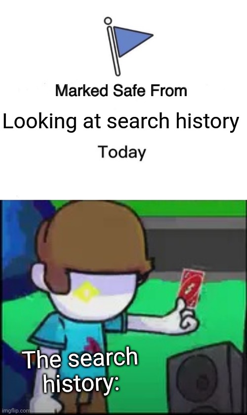 Looking at search history The search history: | image tagged in memes,marked safe from,nonsense reverse card | made w/ Imgflip meme maker