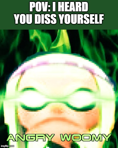 *anger* | POV: I HEARD YOU DISS YOURSELF | image tagged in angry woomy meme splatoon,wholesome | made w/ Imgflip meme maker