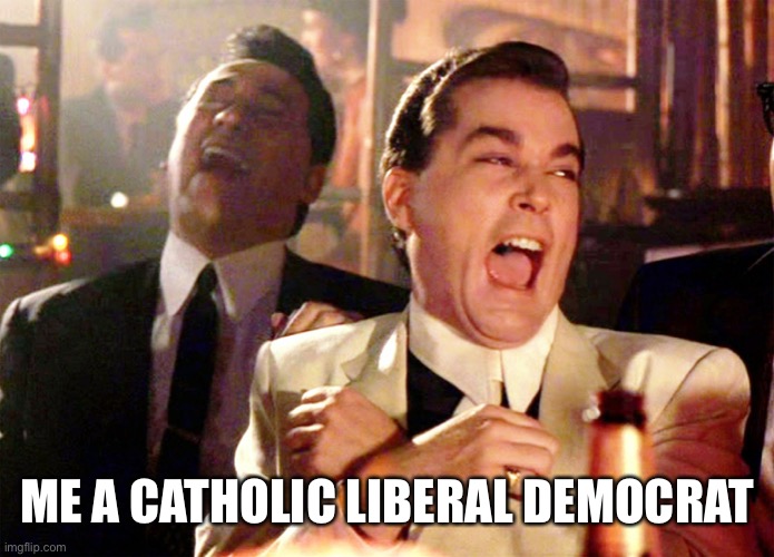 Good Fellas Hilarious Meme | ME A CATHOLIC LIBERAL DEMOCRAT | image tagged in memes,good fellas hilarious | made w/ Imgflip meme maker