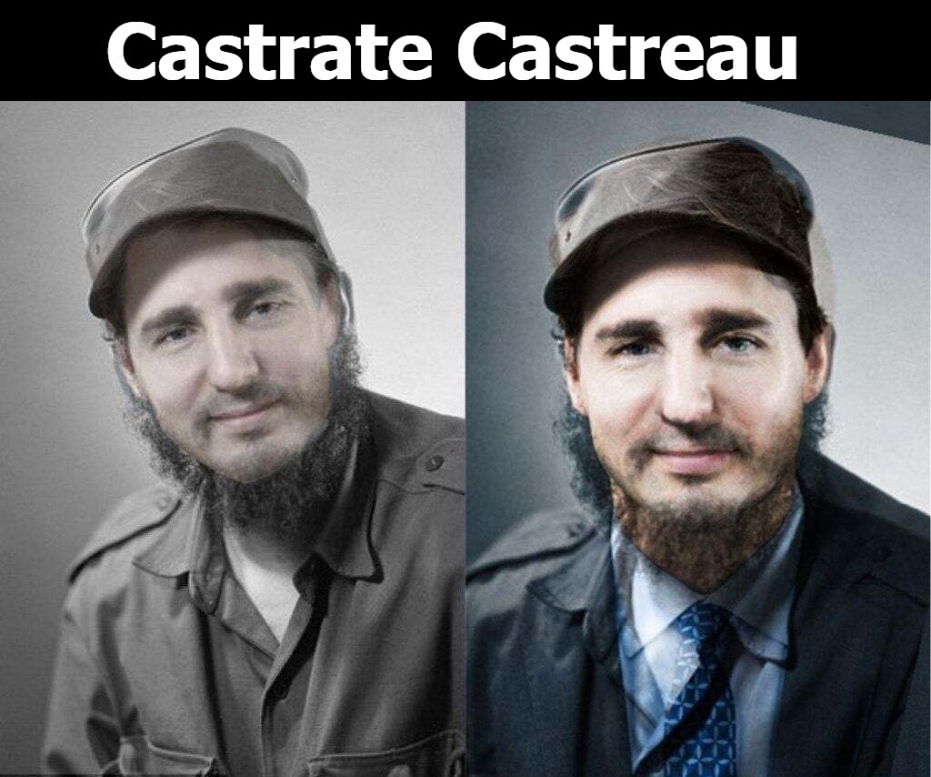 Castrate Castreau | image tagged in fidel castro,justin trudeau,separated at birth,tyrant,dictator,nazis everywhere | made w/ Imgflip meme maker