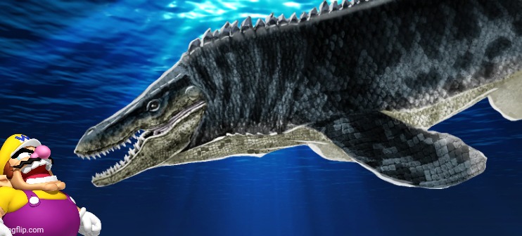 Wario dies by a Tylosaurus while vibing underwater | image tagged in wario dies,wario,jurassic park,jurassic world,dinosaur | made w/ Imgflip meme maker
