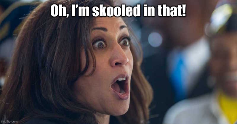 kamala harriss | Oh, I’m skooled in that! | image tagged in kamala harriss | made w/ Imgflip meme maker