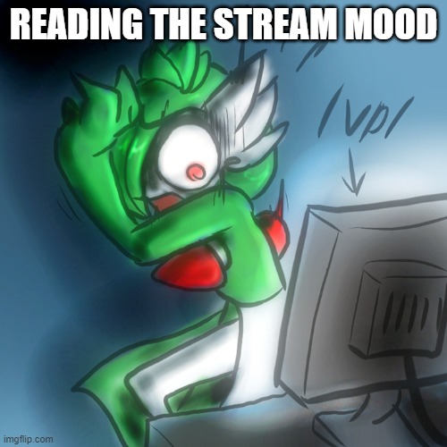 wtf | READING THE STREAM MOOD | image tagged in gardevoir computer | made w/ Imgflip meme maker