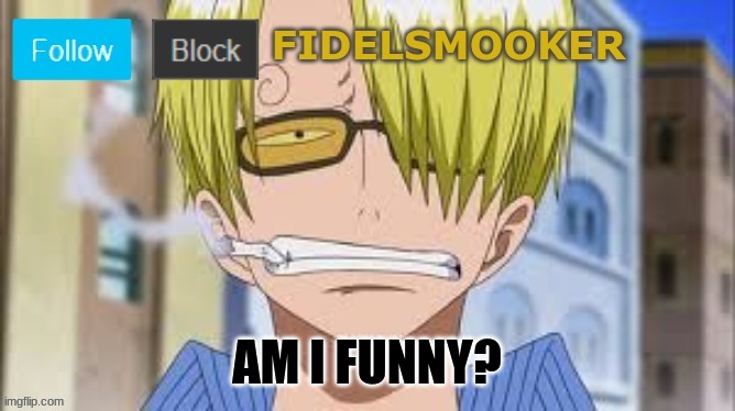 fidelsmooker | AM I FUNNY? | image tagged in fidelsmooker | made w/ Imgflip meme maker