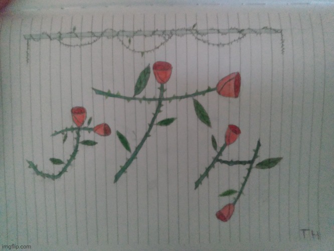 My initials (TJH) | image tagged in drawing,name,roses | made w/ Imgflip meme maker