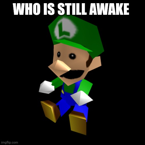 Luigi Doll | WHO IS STILL AWAKE | image tagged in luigi doll | made w/ Imgflip meme maker