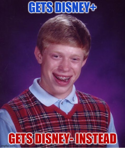 Bad Luck Brian Meme | GETS DISNEY+; GETS DISNEY- INSTEAD | image tagged in memes,bad luck brian,disney,disney plus | made w/ Imgflip meme maker