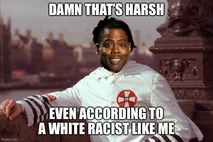 Chris Rock | DAMN THAT’S HARSH EVEN ACCORDING TO A WHITE RACIST LIKE ME | image tagged in chris rock | made w/ Imgflip meme maker