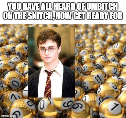 Harry in the lottery | YOU HAVE ALL HEARD OF UMBITCH ON THE SNITCH, NOW GET READY FOR | made w/ Imgflip meme maker