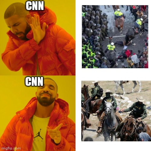 Cover one and not the other of course | CNN; CNN | image tagged in memes,drake hotline bling,cnn,canada,convoy of freedom | made w/ Imgflip meme maker