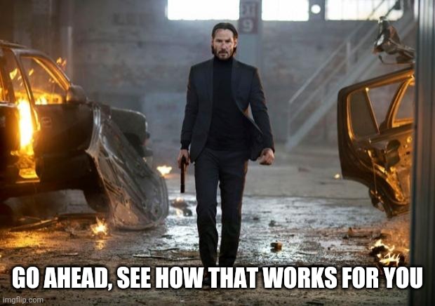 John Wick FYC | GO AHEAD, SEE HOW THAT WORKS FOR YOU | image tagged in john wick fyc | made w/ Imgflip meme maker
