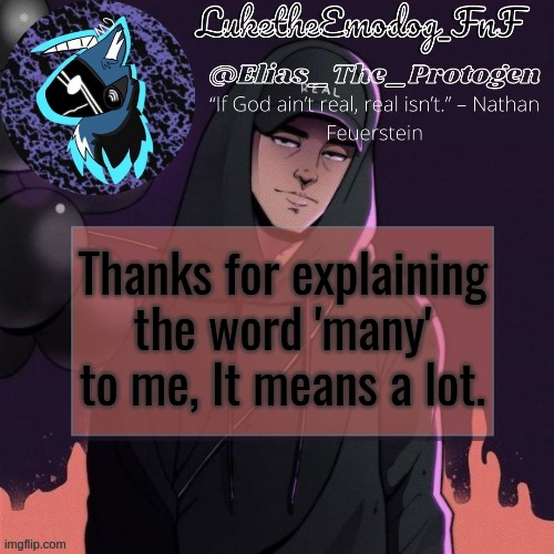 NF Temp | Thanks for explaining the word 'many' to me, It means a lot. | image tagged in nf temp | made w/ Imgflip meme maker