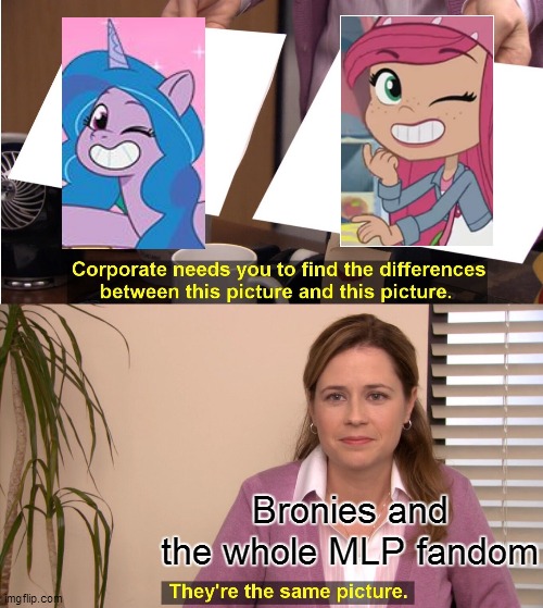 Same Beaming Face, Same Winks, Same Animation Style, etc | Bronies and the whole MLP fandom | image tagged in my little pony,mlp,strawberry shortcake,strawberry shortcake berry in the big city,reposts,repost | made w/ Imgflip meme maker