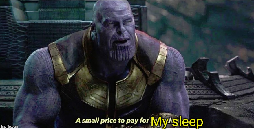 A small price to pay for salvation | My sleep | image tagged in a small price to pay for salvation | made w/ Imgflip meme maker