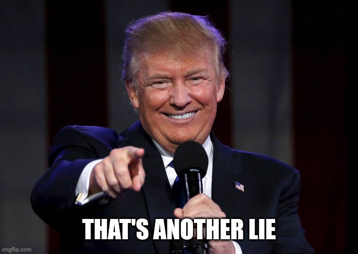 Trump laughing at haters | THAT'S ANOTHER LIE | image tagged in trump laughing at haters | made w/ Imgflip meme maker