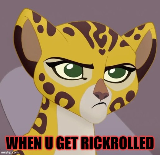 When u get RickRolled | WHEN U GET RICKROLLED | image tagged in annoyed fuli,rickroll,rickrolled | made w/ Imgflip meme maker