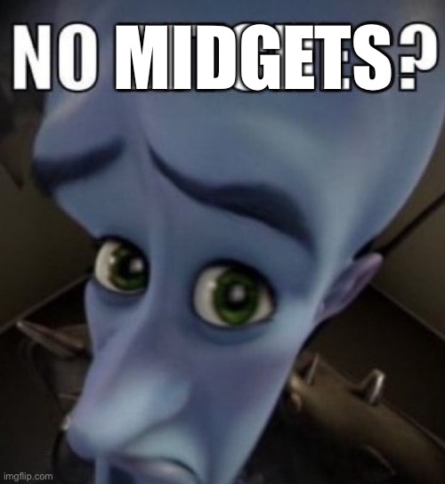 no bitches megamind | MIDGETS | image tagged in no bitches megamind | made w/ Imgflip meme maker