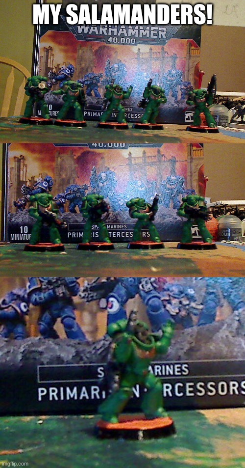 They are Done!!!!! (i need Mordant Earth for the base, witch i dont have yet) | MY SALAMANDERS! | image tagged in models,40k | made w/ Imgflip meme maker