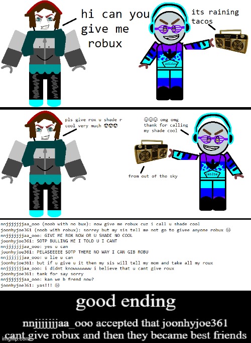 nobux noob meets robux noob | made w/ Imgflip meme maker