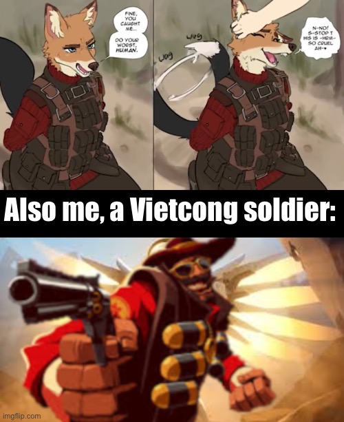 and I did it like this *bang* | Also me, a Vietcong soldier: | image tagged in and i did it like this | made w/ Imgflip meme maker