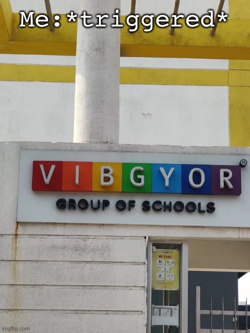 It’s ROYGBIV! Dammit! | Me:*triggered* | image tagged in funny memes,bad signs | made w/ Imgflip meme maker