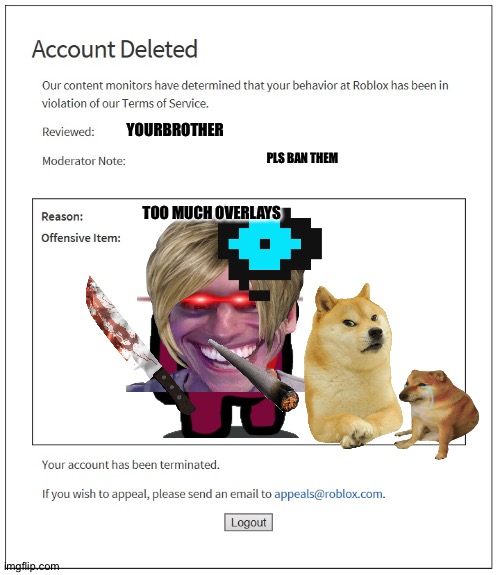 New Roblox Ban - Imgflip