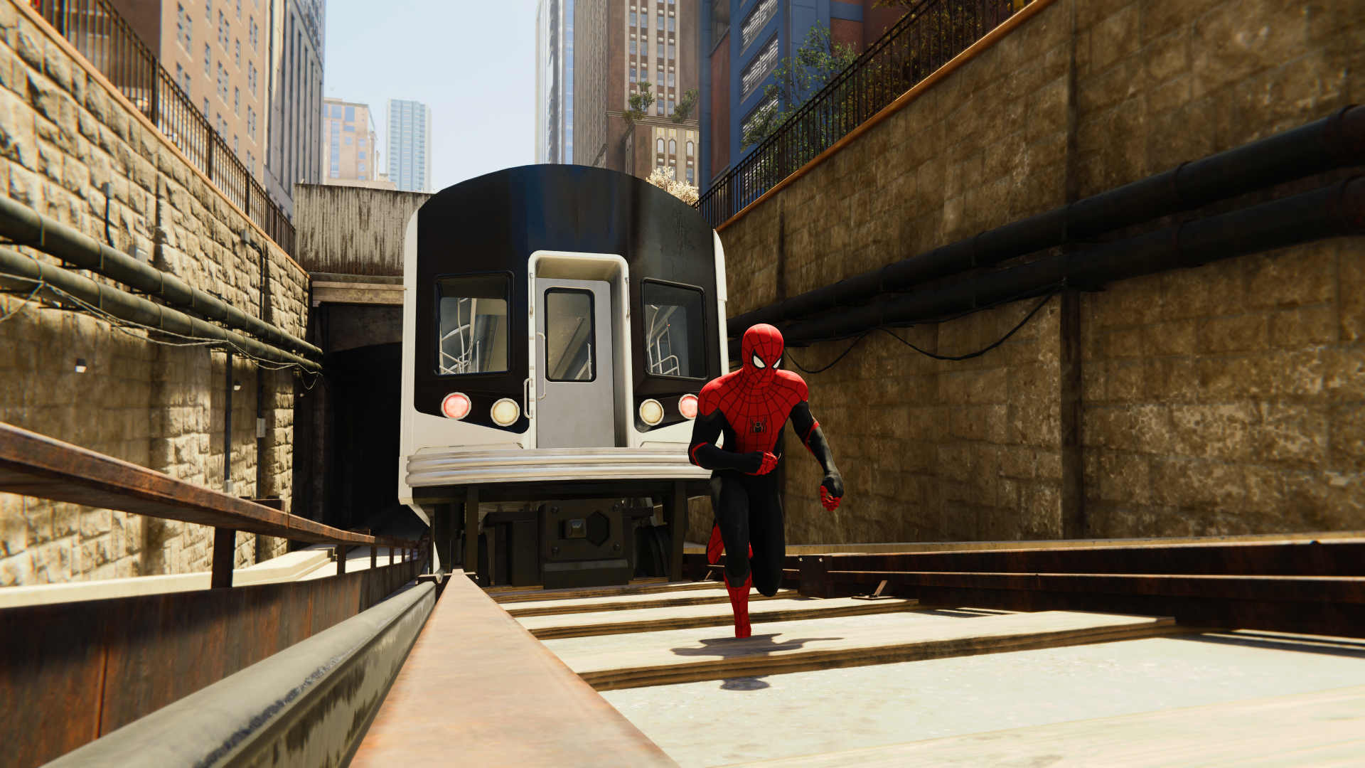 High Quality Spider-man's got a train to catch Blank Meme Template