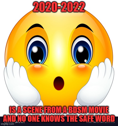 surprise | 2020-2022; IS A SCENE FROM A BDSM MOVIE AND NO ONE KNOWS THE SAFE WORD | image tagged in surprise | made w/ Imgflip meme maker
