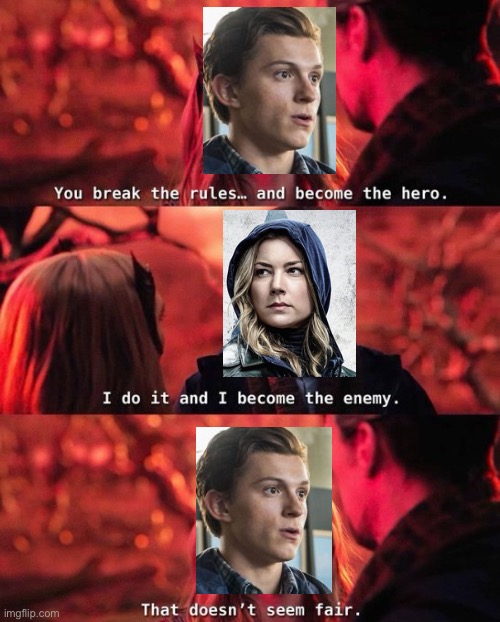 Peter Calls Sharon Out (I really should have put a spoilers disclaimer on this…) | image tagged in wanda calls dr strange out | made w/ Imgflip meme maker