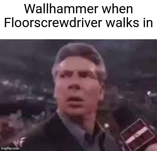 x when x walks in | Wallhammer when Floorscrewdriver walks in | image tagged in x when x walks in | made w/ Imgflip meme maker