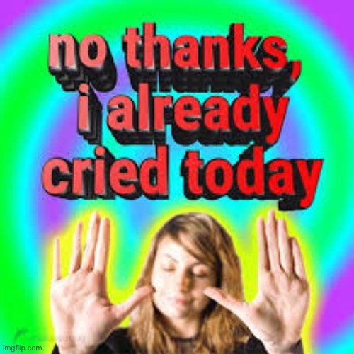 no thanks, i already cried today | image tagged in no thanks i already cried today | made w/ Imgflip meme maker