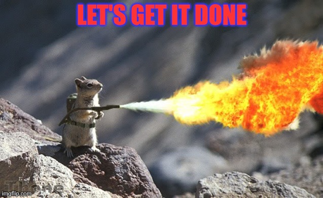 Flame War Squirrel | LET'S GET IT DONE | image tagged in flame war squirrel | made w/ Imgflip meme maker