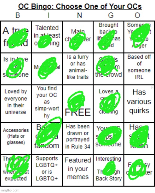 Oc bingo, Nata | image tagged in jer-sama's oc bingo | made w/ Imgflip meme maker