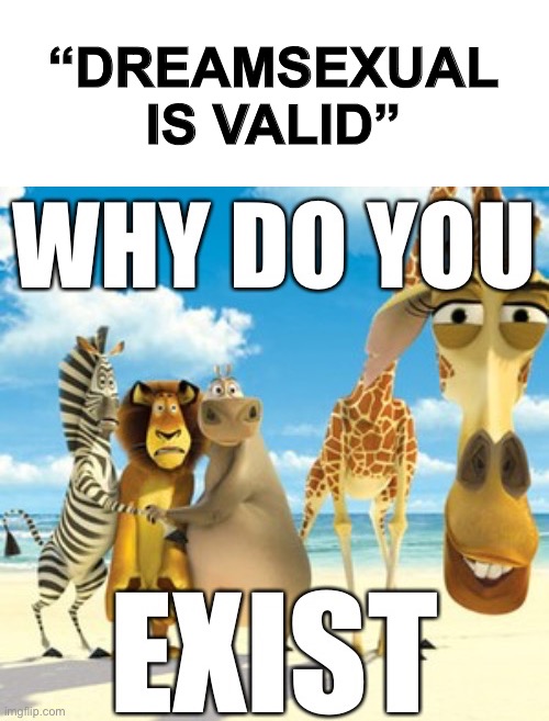 Why do you exist? | “DREAMSEXUAL IS VALID” | image tagged in why do you exist | made w/ Imgflip meme maker