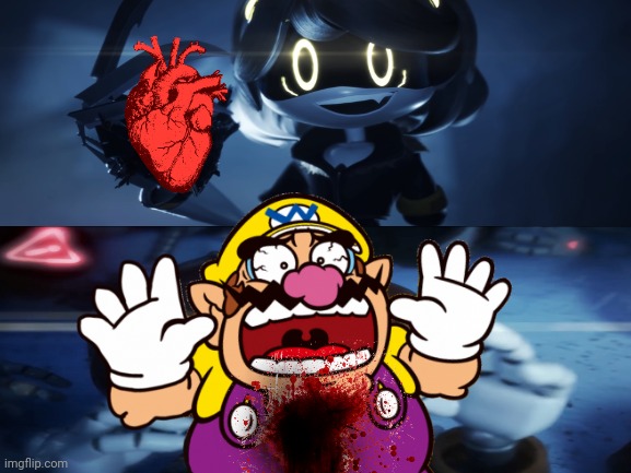 Wario gets his heart grabbed out by V's hands and gets brutally destroyed by her | image tagged in wario dies,wario,murder drones | made w/ Imgflip meme maker