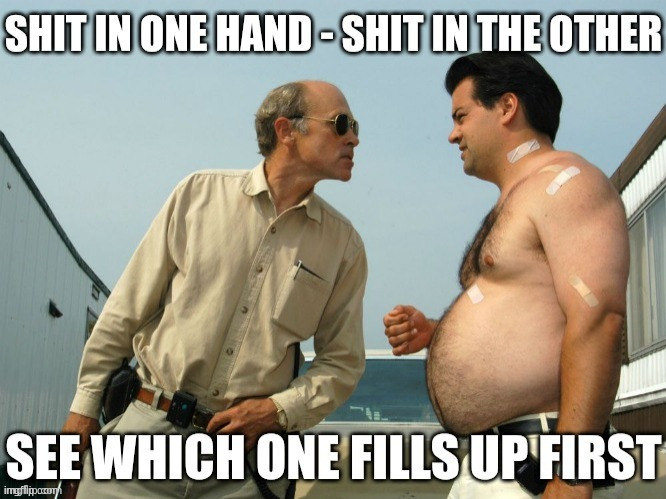 When you nag someone about politics enough and they're brutally honest with you... | image tagged in lahey,trailer park boys,shit,truth,honesty,shithawks | made w/ Imgflip meme maker