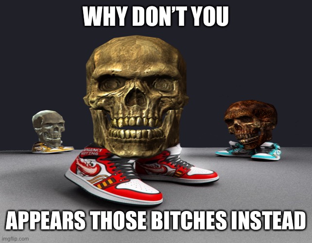 SKELETON DRIP | WHY DON’T YOU; APPEARS THOSE BITCHES INSTEAD | image tagged in skeleton drip | made w/ Imgflip meme maker